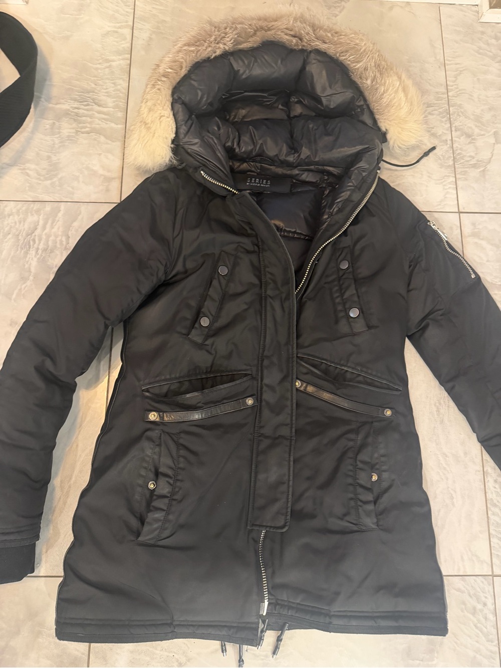 NB Series by Nicole Benisti Black Parka with Faux Fur Hood